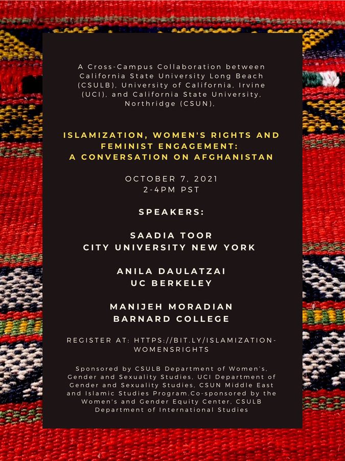 Flyer: &ldquo;Islamization, Women&rsquo;s Rights and Feminist Engagement: A Conversation on Afghanistan&rdquo;, a cross-campus collaboration, 7 October 2021