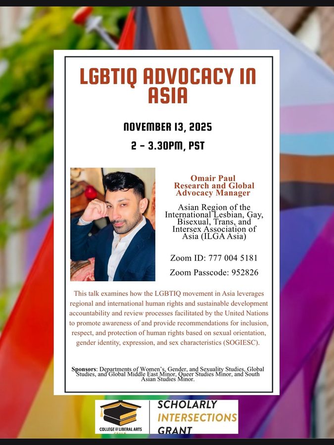 Flyer: &ldquo;LGBTIQ Advocacy in Asia&rdquo;, a virtual talk by Omair Paul of ILGA Asia, 13 November 2025