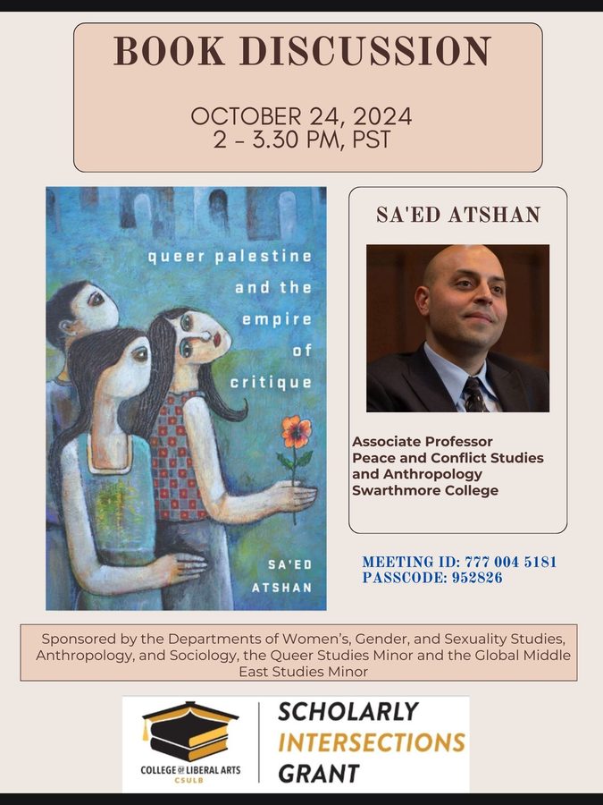 Flyer: book discussion of <em>Queer Palestine and the Empire of Critique</em> with Sa&rsquo;ed Atshan, Swarthmore College, 24 October 2024
